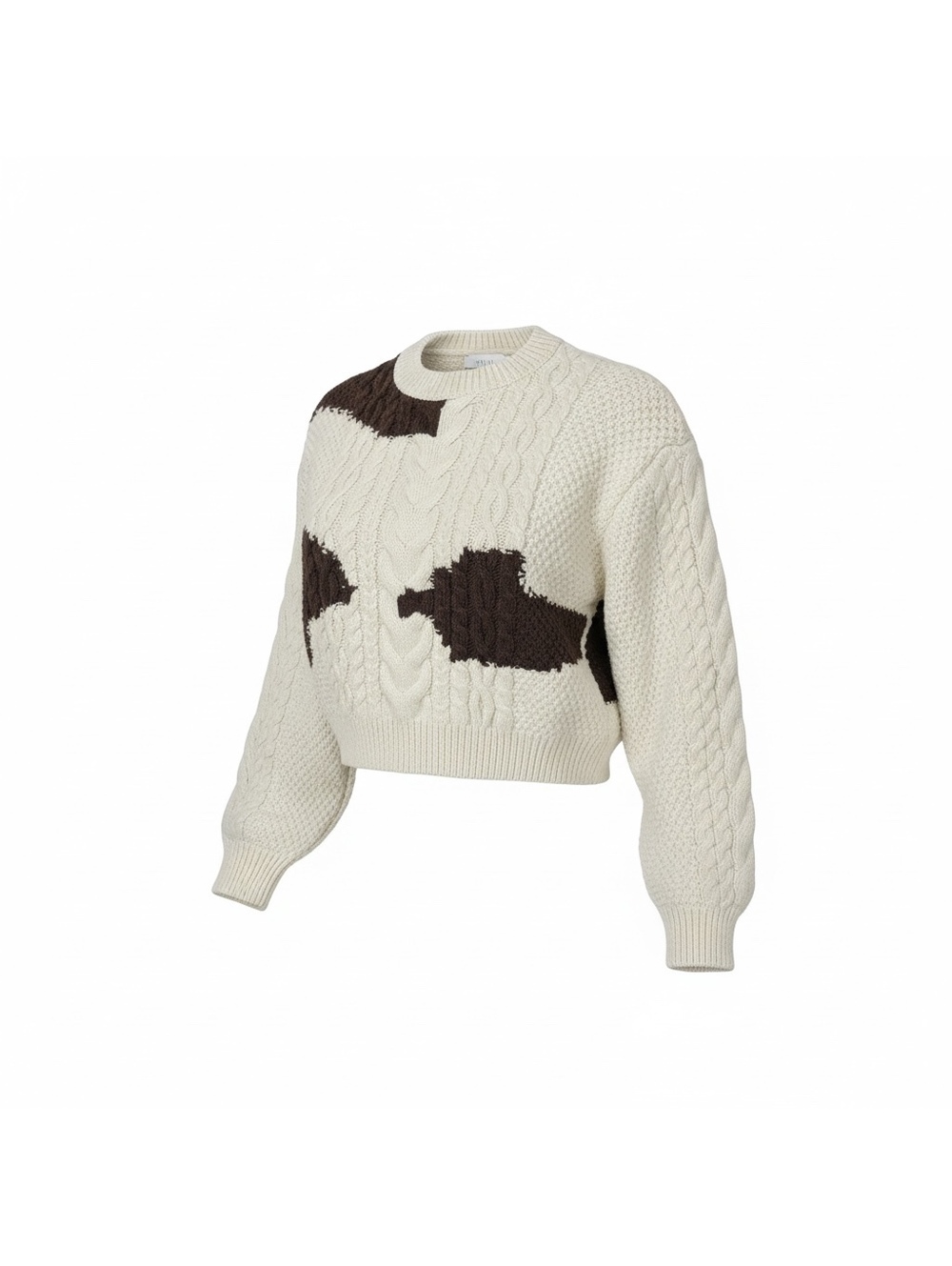 Zara Girls' Cream and Brown Cable Knit Sweater Size 11-12